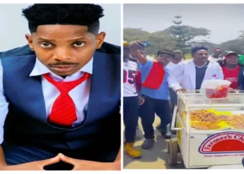 CHAN 2024: Eric Omondi treats fans to free smokies during the Kenya vs Morocco clash