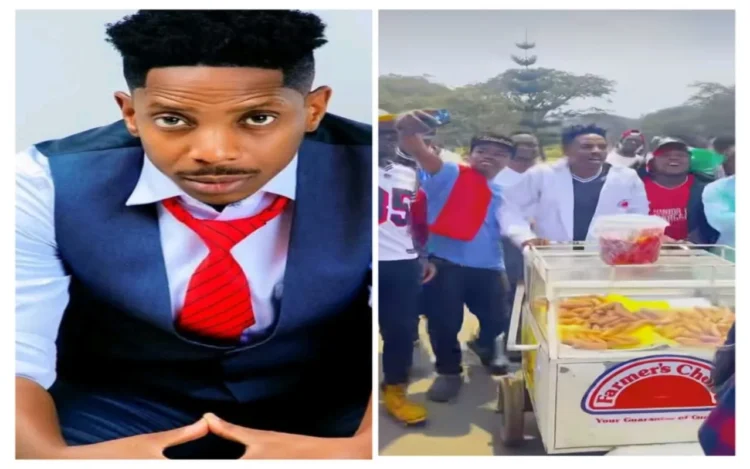 CHAN 2024: Eric Omondi treats fans to free smokies during the Kenya vs Morocco clash
