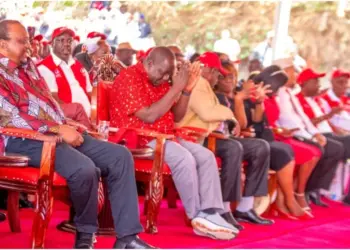 Fred Matiang'i joined Uhuru Kenyatta at the Jockey Club Ngong Racecourse for the Jubilee Party Special NEC. Photo|courtesy.