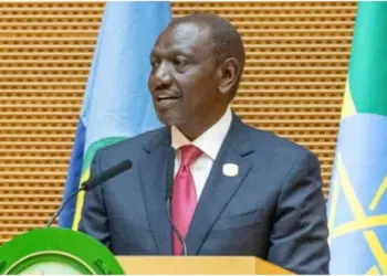 President William Ruto speaking at a past AU meeting. Photo: William Ruto/X.