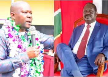 Saboti MP Caleb Amisi and the late Raila Odinga. Photo, courtesy.