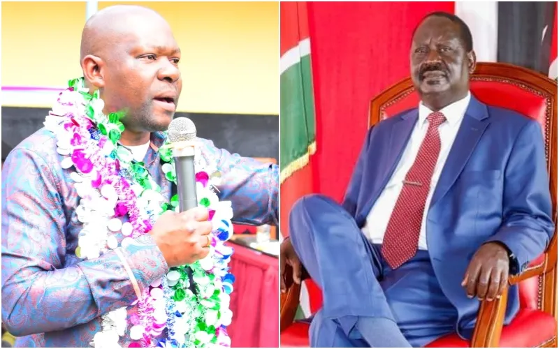 Saboti MP Caleb Amisi and the late Raila Odinga. Photo, courtesy.