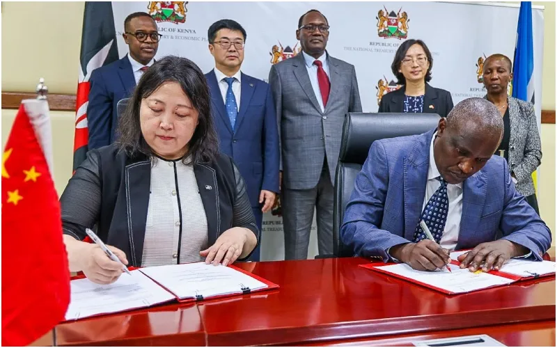 Treasury CS John Mbadi (r) with Ms Zhu Jia (l) during the event in Nairobi. Photo, courtesy.