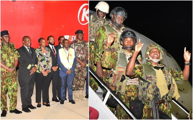 The first contingent of NPS officers deployed to Haiti in June 2024 touched down at JKIA. Photo, courtesy.