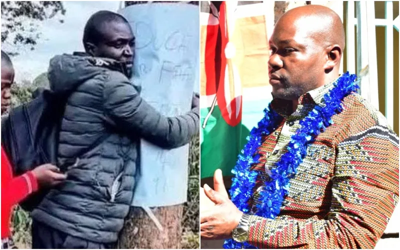 The Kitale man had refused to stop hugging the tree. Photo, courtesy.