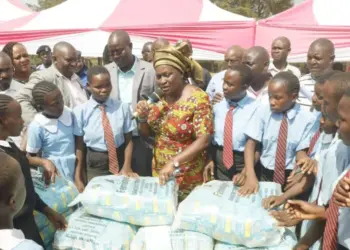 All female students in basic schools across Kakamega County received sanitary pads. Photo: Elsie Muhanda. Source: Facebook.