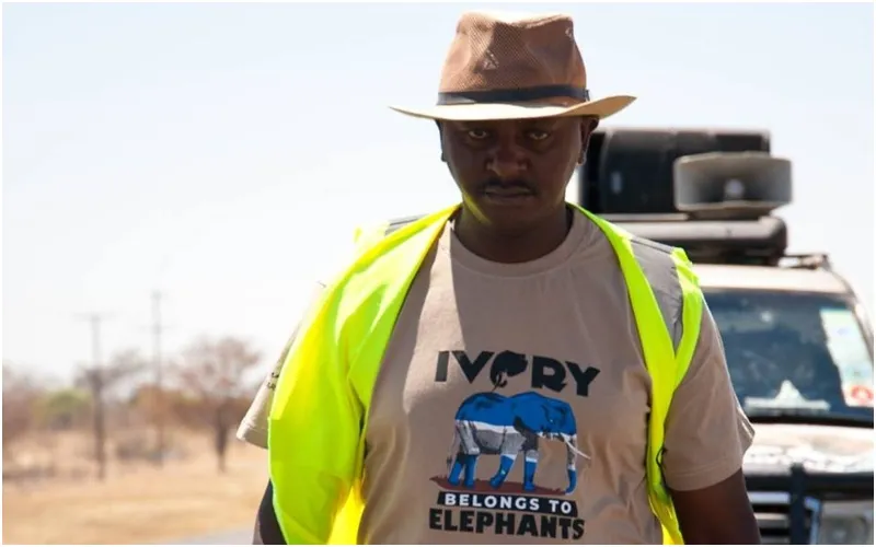 Jim Justus Nyamu is walking and creating awareness on the plight of African elephants. Photo: Jim Justus Nyamu. Source: X.