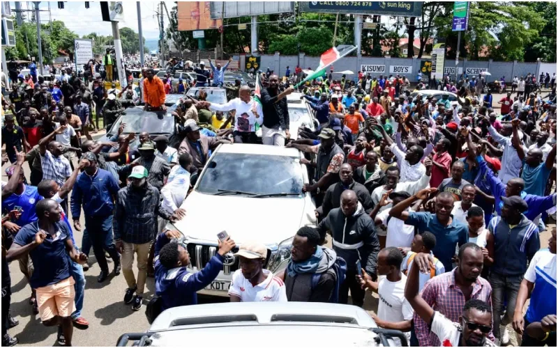 The 'Linda Mwananchi' group held a peaceful rally in Kisumu. Photo: Mulinge. Source: X.