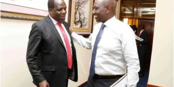 Wycliffe Oparanya with President William Ruto. Photo: Laban Mbunya. Source: X.