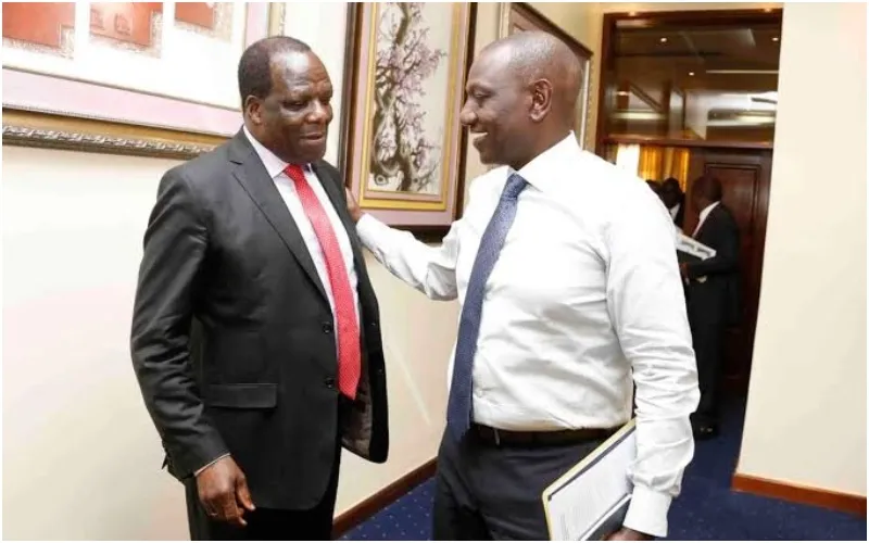 Wycliffe Oparanya with President William Ruto. Photo: Laban Mbunya. Source: X.