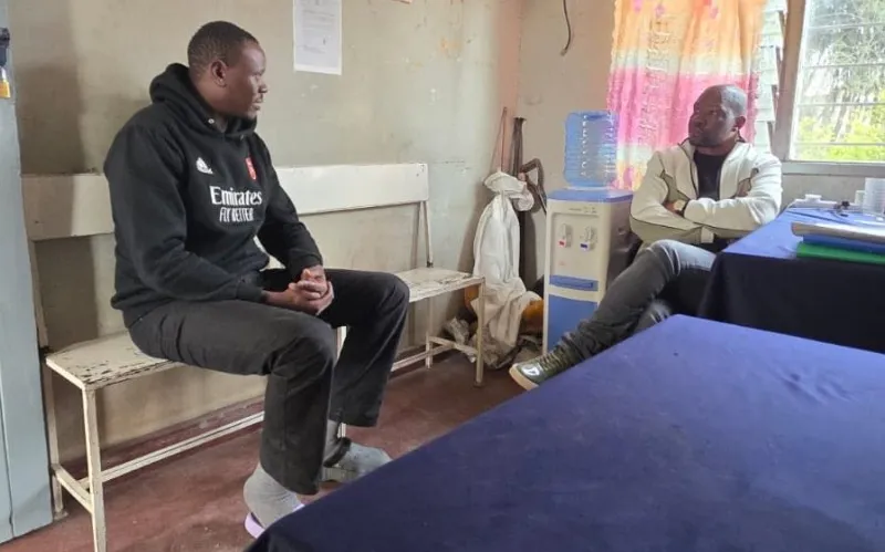 MP Caleb Amisi visited activist Bob Njagi at Isinya police station. Photo: Caleb Amisi. Source: Facebook.
