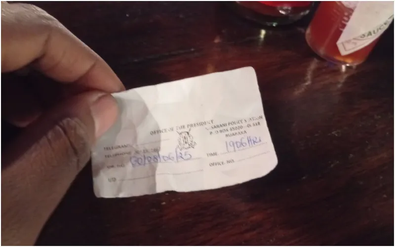 An OB number issued at Kasarani Police Station. Photo: @MkenyaMzi. Source: X.