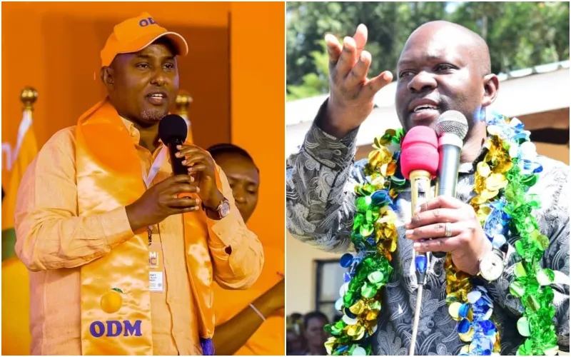 MP Caleb Amisi (r) claimed that he had been removed from the ODM party’s WhatsApp group by Suna East MP Junet Mohammed (l). Photo: Junet Mohamed/Caleb Amisi.