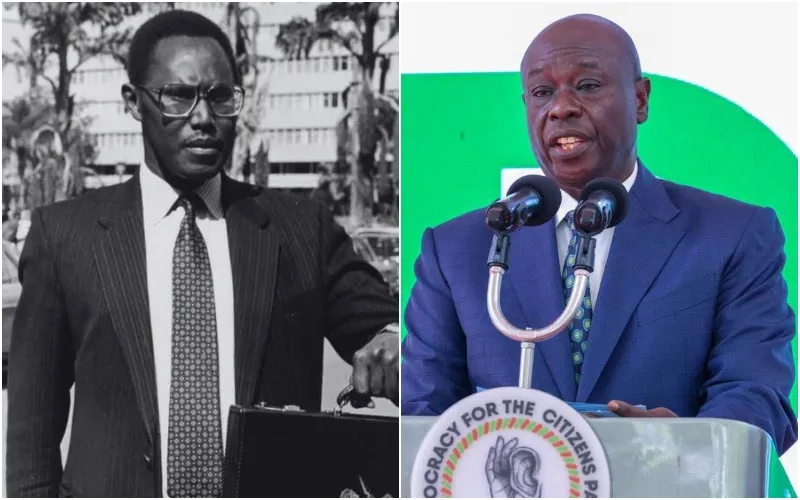The late George Saitoti (l) with Rigathi Gachagua (r). Photo, courtesy.