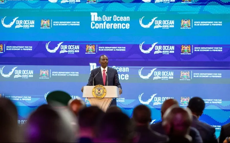 President William. Ruto spoke at the 11th edition of Our Ocean Conference, Mombasa County. Photo: William Ruto. Source: X.