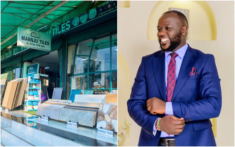 Martin Njung'e (r) started Marnju Tiles (l) in 2023 after his employer unexpectedly laid off more than half of the workforce at the company where he worked. Photo: Dennis Lubanga. Source: Original.