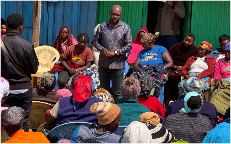 Saboti MP Caleb Amisi has pitched a tent in Ol Kalou, drumming up support for Gen Z candidate Timothy Kamau Kariuki. Photo: Caleb Amisi. Source: X.