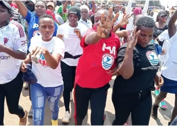 Gen Zs, who are a majority of the People's Renaissance Movement members, dance and celebrate in Kitale town, Trans-Nzoia County. Photo: Mary Njoroge. Source: X.