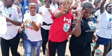 Gen Zs, who are a majority of the People's Renaissance Movement members, dance and celebrate in Kitale town, Trans-Nzoia County. Photo: Mary Njoroge. Source: X.