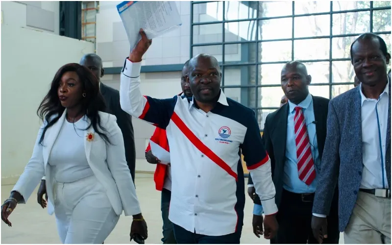 MP Caleb Amisi (c) during his arrival for the PM Party NDC at ASK Dome, Jamhuri. Photo: Caleb Amisi. Source: X.
