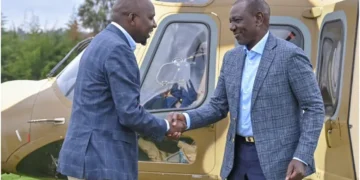 President William Ruto with Interior CS Kipchumba Murkomen at AIC Kapng’etik, Elgeyo Marakwet County. Photo: Kipchumba Murkomen. Source: X.