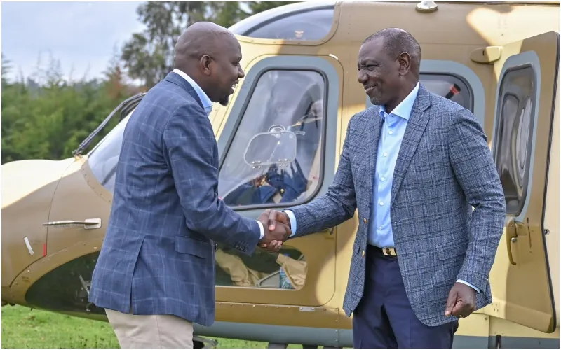 President William Ruto with Interior CS Kipchumba Murkomen at AIC Kapng’etik, Elgeyo Marakwet County. Photo: Kipchumba Murkomen. Source: X.