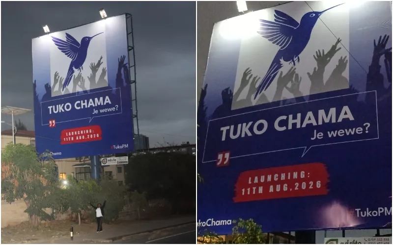 The People's Renaissance Movement's billboards are dotted across the country ahead of the party's launch on August 11, 2026, at ASK Dome, Jamhuri. Photo: PM Party. Source: X.