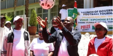 Uasin Gishu Governor Jonathan Bii Chelilim (c) presided over the official launch of the Governor's Cup and Commemoration of World Physical Activity Day 2024. Photo: @UGC_TheChampion. Source: X.