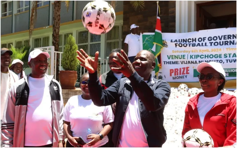 Uasin Gishu Governor Jonathan Bii Chelilim (c) presided over the official launch of the Governor's Cup and Commemoration of World Physical Activity Day 2024. Photo: @UGC_TheChampion. Source: X.