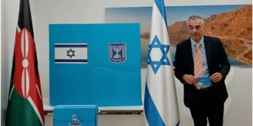 Israeli Ambassador to Kenya Gideon Behar leads diplomats in casting votes for 26th Knesset